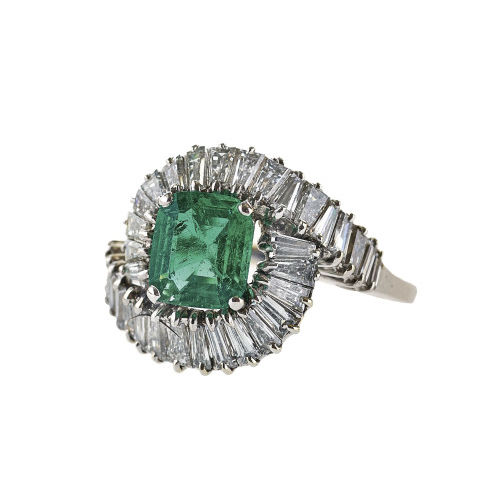 SMARAGD-DIAMANT-RING : (DOBIASCHOFSKY AUKTIONEN AG)