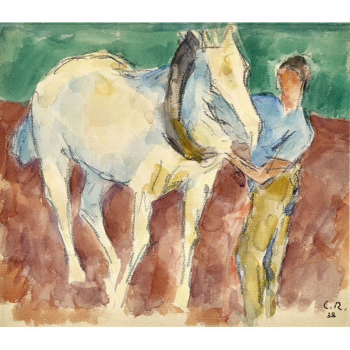 CARL ROESCH : Bauer mit Pferd (DOBIASCHOFSKY AUKTIONEN AG)