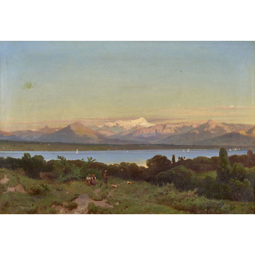 FRIEDRICH ZIMMERMANN : Blick auf den Genfersee und den Mont-Blanc (DOBIASCHOFSKY AUKTIONEN AG)