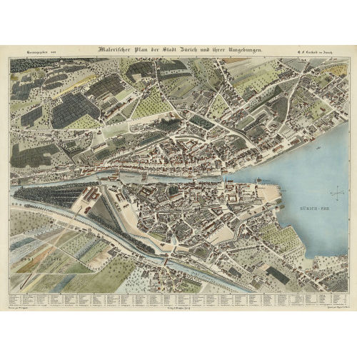FRANZ SCHMID : 'Malerischer Plan der Stadt Z�rich und ihrer Umgebungen' (DOBIASCHOFSKY AUKTIONEN AG)