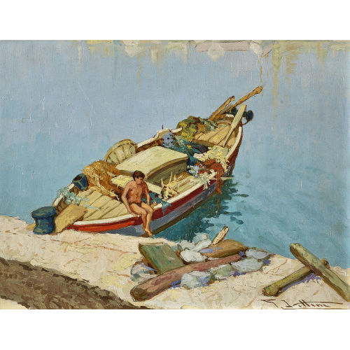 GIULIO VITTINI : Knabe auf Fischerboot (DOBIASCHOFSKY AUKTIONEN AG)