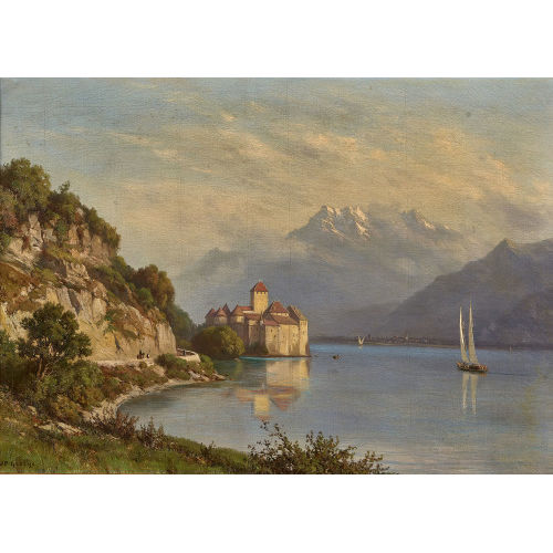 JEAN PHILIPPE GEORGE-JULLIARD : Ch�teau de Chillon et les Dents du Midi (DOBIASCHOFSKY AUKTIONEN AG)