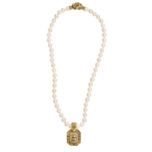 PERLEN-COLLIER MIT SAPHIR-BRILLANT-ANH�NGER : (DOBIASCHOFSKY AUKTIONEN AG)