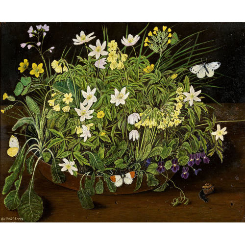 ADOLF DIETRICH : Wiesenblumen und Schmetterlinge in der Schale (DOBIASCHOFSKY AUKTIONEN AG)