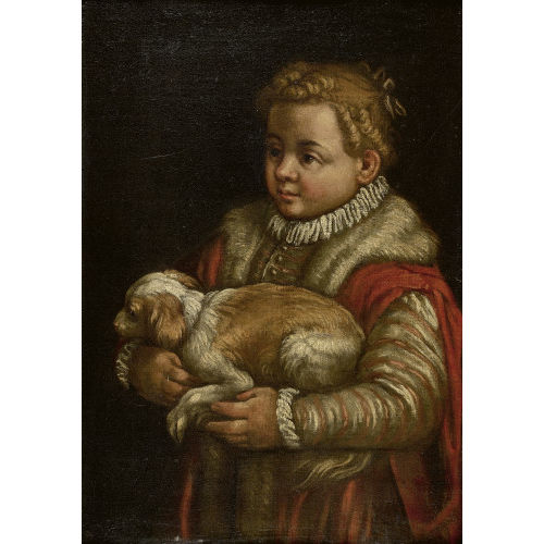 LEANDRO (EIGTL. DAL PONTE BASSANO : Portrt eines Knaben mit Hund (DOBIASCHOFSKY AUKTIONEN AG)