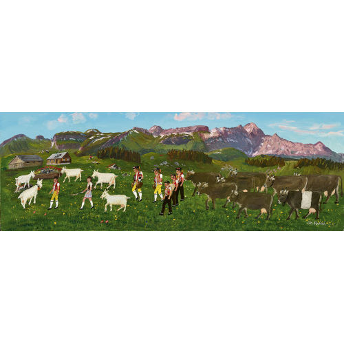 CHRISTIAN VETSCH : Appenzeller Sennen mit K�hen und Ziegen (DOBIASCHOFSKY AUKTIONEN AG)
