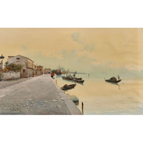 VITTORIO ARCOLIN : Uferpartie von Venedig (DOBIASCHOFSKY AUKTIONEN AG)