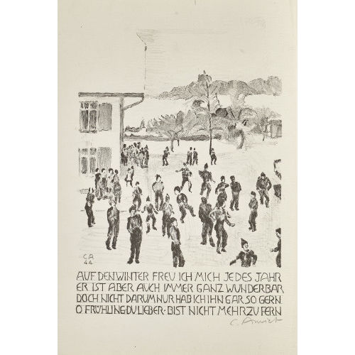 CUNO AMIET : 'Schulkinder vor dem Oschwander Schulhaus' (DOBIASCHOFSKY AUKTIONEN AG)