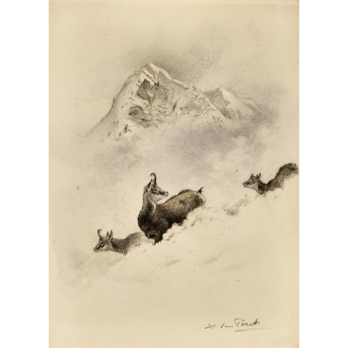 XAVIER DE PORET : G�msen im Schnee (DOBIASCHOFSKY AUKTIONEN AG)