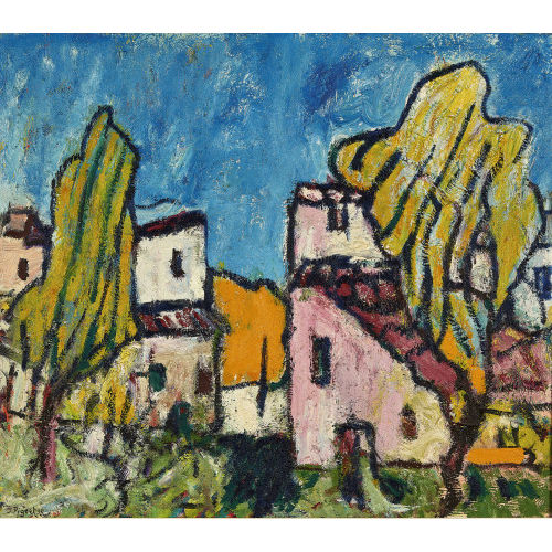 JEAN-LOUIS PIGUET : S�dliche Landschaft mit einem Dorf (DOBIASCHOFSKY AUKTIONEN AG)