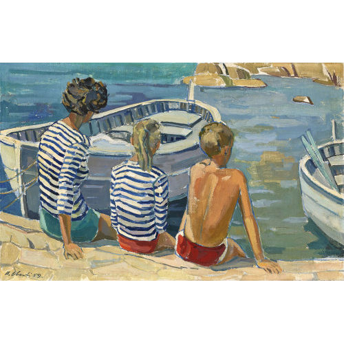HERMANN OBERLI : Familie am Ufer (DOBIASCHOFSKY AUKTIONEN AG)