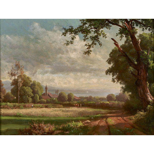 JEAN PHILIPPE GEORGE-JULLIARD : Sommerliche Landschaft mit Blick auf den Genfersee (DOBIASCHOFSKY AUKTIONEN AG)
