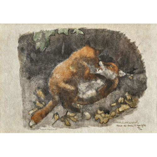 ROBERT HAINARD : 'Deux renardeaux jouant � l'entr�e du terrier' (DOBIASCHOFSKY AUKTIONEN AG)