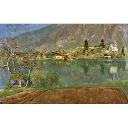VICTOR SURBEK : Blick aus dem Atelier auf den Brienzersee und Iseltwald (DOBIASCHOFSKY AUKTIONEN AG)