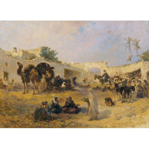 FRANZ BLASKOVITZ : Rastende Beduinen mit Kamelen (DOBIASCHOFSKY AUKTIONEN AG)