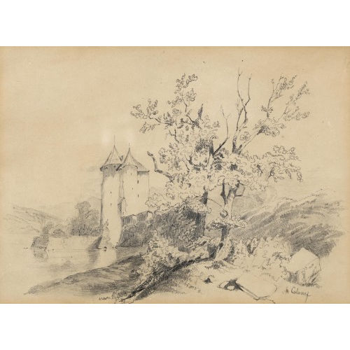 ALEXANDRE CALAME : Seeuferpartie mit Schloss (DOBIASCHOFSKY AUKTIONEN AG)