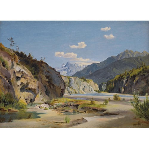 CARL FRANZ EMANUEL HAUNOLD : Sommerliches Flusstal im Gebirge (DOBIASCHOFSKY AUKTIONEN AG)