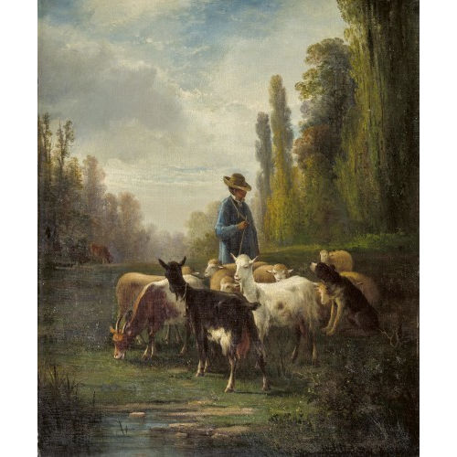 ANDR� CORT�S Y AGUILAR : Sch�fer mit Herde und Hund (DOBIASCHOFSKY AUKTIONEN AG)