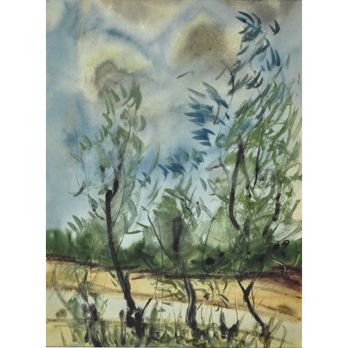 ANATOLY TIMOFEEVIC ZVEREV : Landschaft mit jungen Bumen (DOBIASCHOFSKY AUKTIONEN AG)