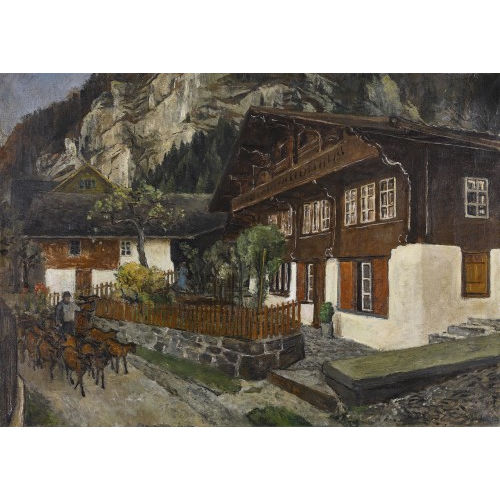 VICTOR SURBEK : Dorfpartie im Berner Oberland (DOBIASCHOFSKY AUKTIONEN AG)
