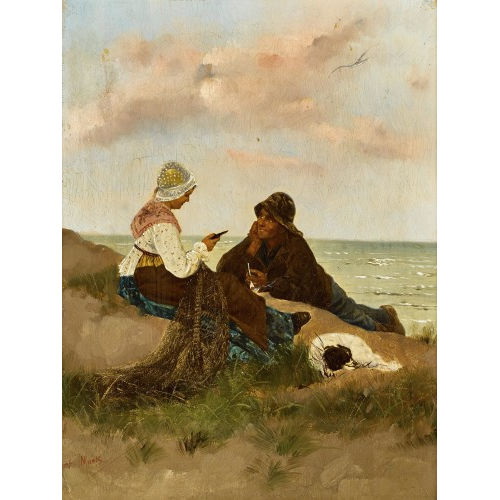 19. JH. FRANKREICH : Fischerpaar am Strand (DOBIASCHOFSKY AUKTIONEN AG)