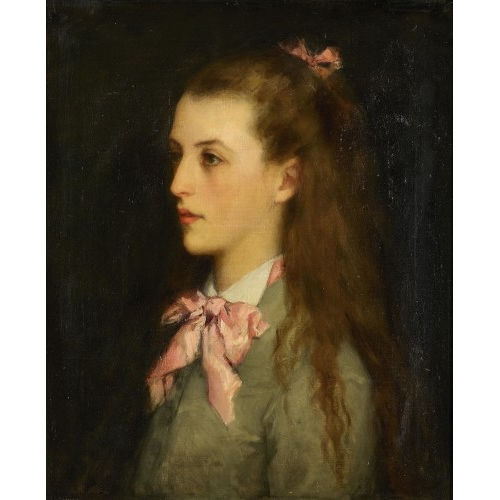 JACQUES FERNAND HUMBERT : Brustportr�t eines M�dchens mit blassroter Schleife (DOBIASCHOFSKY AUKTIONEN AG)