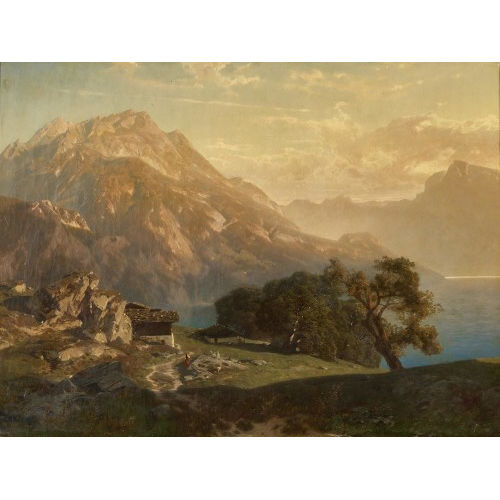 19. JH. SCHWEIZ : Sommerliche Bergseelandschaft (DOBIASCHOFSKY AUKTIONEN AG)