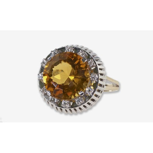 CITRIN-DIAMANT-RING : (DOBIASCHOFSKY AUKTIONEN AG)