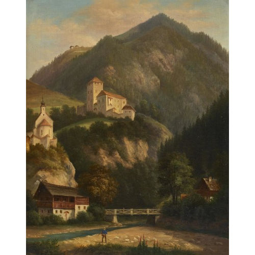 19. JH. �STERREICH : Blick auf Schloss Groppenstein (DOBIASCHOFSKY AUKTIONEN AG)
