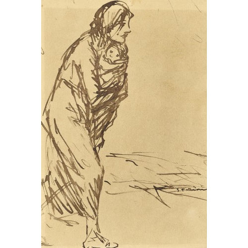 TH�OPHILE-ALEXANDRE STEINLEN : Mutter und Kind auf der Flucht (DOBIASCHOFSKY AUKTIONEN AG)