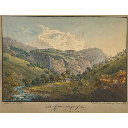 JOHANN GEORG VOLMAR : 'La Cime de la Jungfrau dans la Valle de Lauterbrunnen' (DOBIASCHOFSKY AUKTIONEN AG)