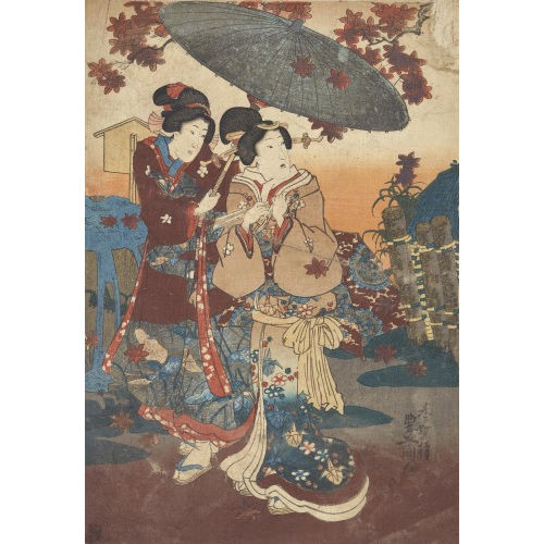 KUNISADA UTAGAWA : Linkes Blatt aus dem Triptychon 'Die S�nfte' (DOBIASCHOFSKY AUKTIONEN AG)