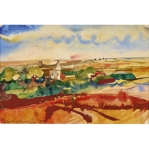 ERNST) COGHUF (EIGTL. STOCKER : Weite Landschaft mit Kirche (DOBIASCHOFSKY AUKTIONEN AG)