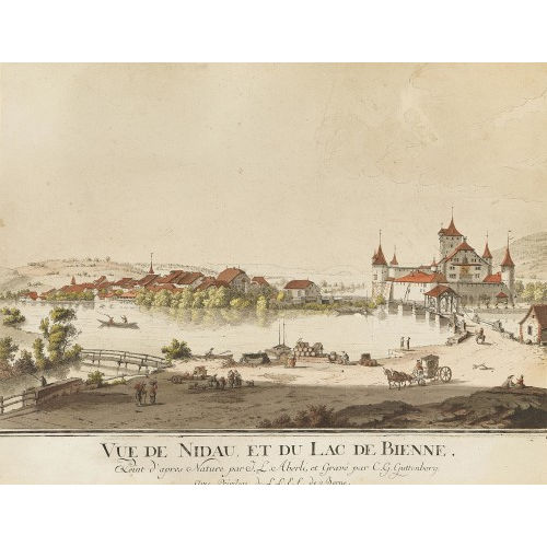 JOHANN LUDWIG ABERLI : 'Vue de Nidau, et du Lac de Bienne' (DOBIASCHOFSKY AUKTIONEN AG)
