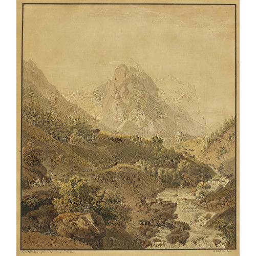 SIMON DANIEL LAFOND : 'Vue du Wellhorn et du Glacier de Rosenlaui sur la Scheidegg' (DOBIASCHOFSKY AUKTIONEN AG)