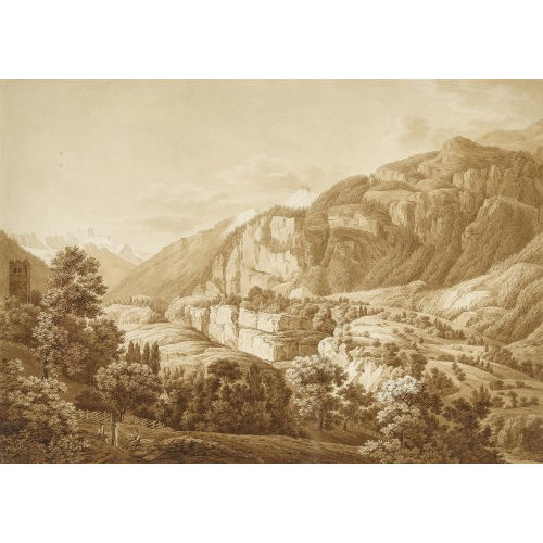 CHRISTIAN HALDENWANG : Alpine Landschaft mit Burgruine (DOBIASCHOFSKY AUKTIONEN AG)