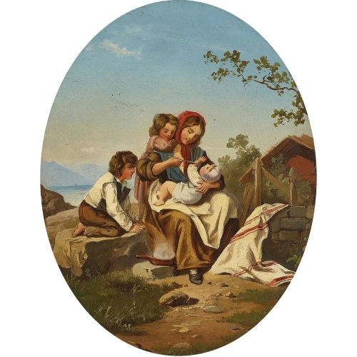 19. JH. ITALIEN : Mutter mit drei Kindern (DOBIASCHOFSKY AUKTIONEN AG)