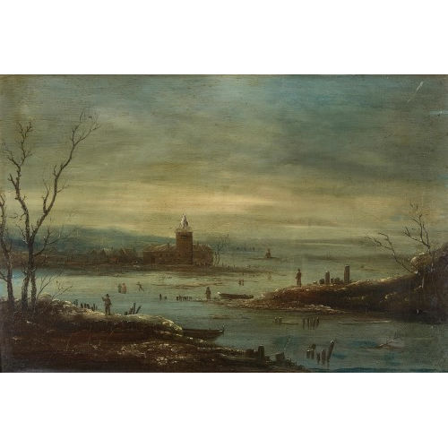 17./18. JH. HOLLAND : Winterliche Flusslandschaft (DOBIASCHOFSKY AUKTIONEN AG)