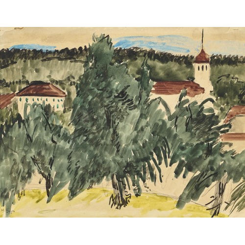 HANS BERGER : Landschaft mit Kirche (DOBIASCHOFSKY AUKTIONEN AG)