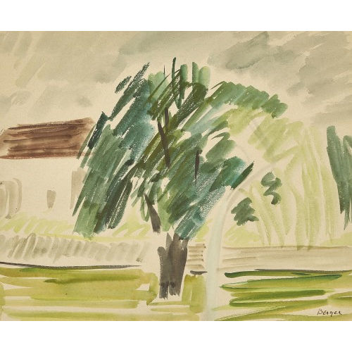 HANS BERGER : Baum vor einem Haus (DOBIASCHOFSKY AUKTIONEN AG)