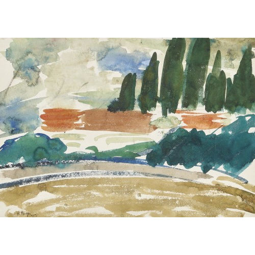 HANS BERGER : Feldlandschaft mit B�umen (DOBIASCHOFSKY AUKTIONEN AG)