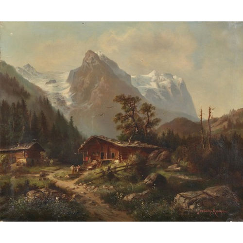 HUBERT SATTLER : Blick auf Well- und Wetterhorn (DOBIASCHOFSKY AUKTIONEN AG)