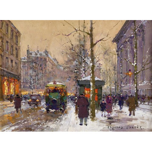 DOUARD LON CORTS : 'La Place de la Madeleine, effet de neige' (DOBIASCHOFSKY AUKTIONEN AG)