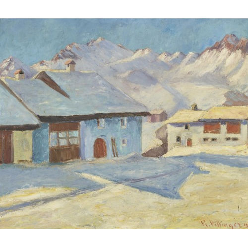 KARL VILLINGER : 'Winterlandschaft im Fextal (Engadin)' (DOBIASCHOFSKY AUKTIONEN AG)