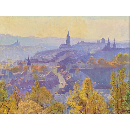 ROBERT KIENER : Blick �ber Bern vom Rosengarten aus (DOBIASCHOFSKY AUKTIONEN AG)