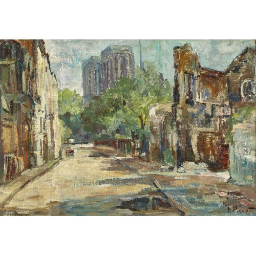 HENRI PICCOT : 'Rue St-Julien-Le-Pauvre et Notre-Dame Paris' (DOBIASCHOFSKY AUKTIONEN AG)