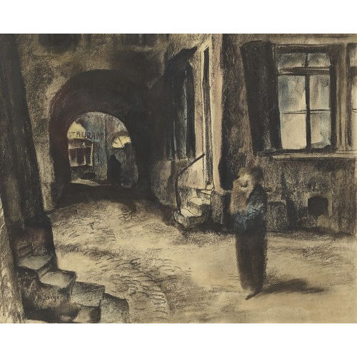 AUGUST VALENTIN JAEGER : Strassenszene (DOBIASCHOFSKY AUKTIONEN AG)