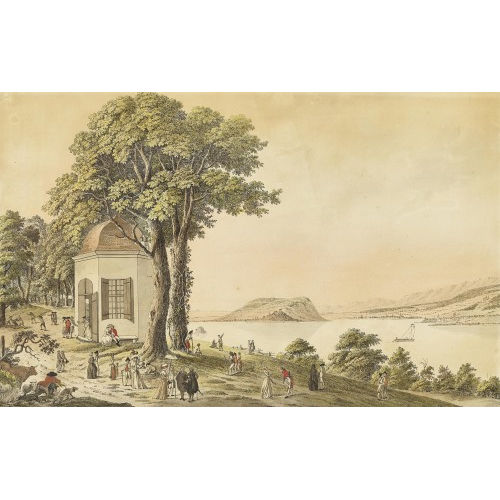 NIKOLAUS SPR�NGLIN : Vue de l'Isle de St. Pierre sur le Lac de Bienne (DOBIASCHOFSKY AUKTIONEN AG)