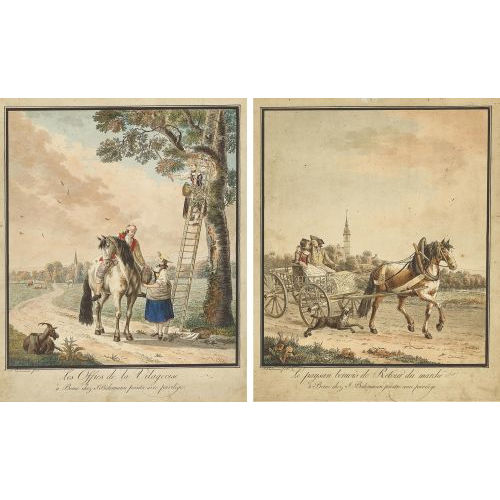JOHANN JAKOB BIEDERMANN : Paar Szenen zu Pferd (DOBIASCHOFSKY AUKTIONEN AG)