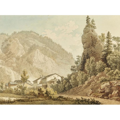 JACQUES HENRI JUILLERAT : Alpine Ansicht mit H�usern (DOBIASCHOFSKY AUKTIONEN AG)